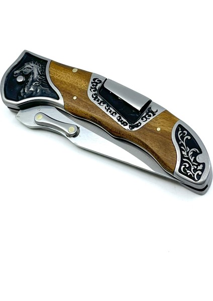 American Mustang At Figürü Işlemeli Katlanır Çakı - Zeytin Ağacı Kabze 20 Cm fırsatları