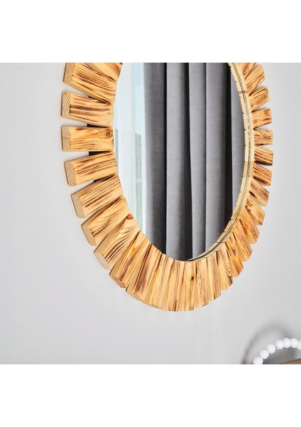 Naturel Ahşap Yuvarlak Dekoratif Duvar Salon Banyo Aynası fiyatları