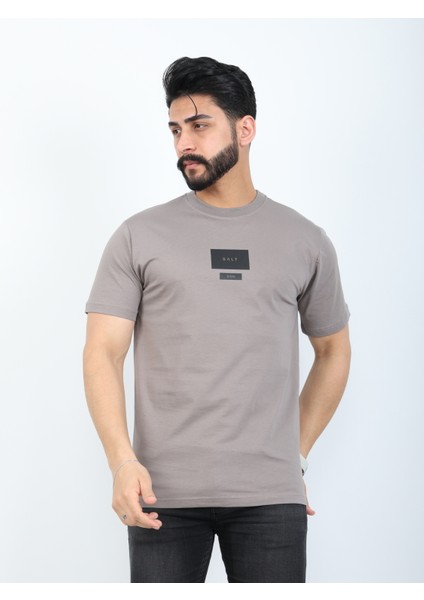 Erkek Bisiklet Yaka Baskı Detaylı Relaxed Fit Tişört