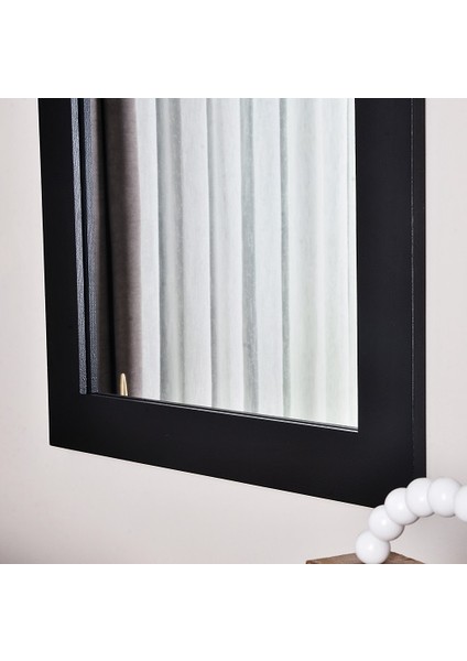 Masif Ahşap Dikdörtgen Siyah Dekoratif Duvar Salon Ofis Aynası 140X60 cm fiyatları