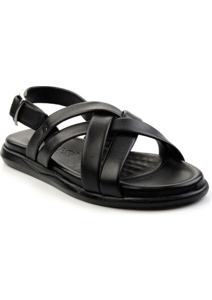 Siyah Leather Erkek Sandalet E05557240243