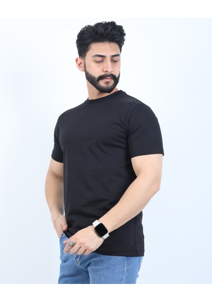 Erkek Relaxed Fit Bisiklet Yaka Basic Tişört
