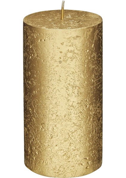 Rustik Metalik Silindir Mum Altın 130 x 68 mm 1 Adet