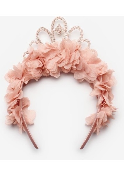 Pudra Prenses Figürlü Çiçekli Kız Çocuk Taç