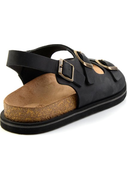 Siyah Leather Erkek Sandalet E05801198403