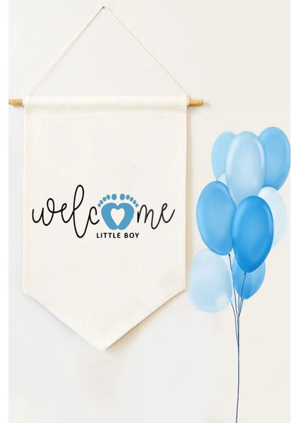 Welcome Little Boy Baskılı Bebek Odası Kapı Süsü, Hastane Kapı Süsü
