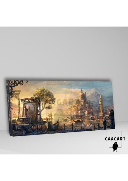 Panoramik Kanvas Duvar Tablosu Soyut Yağlı Boya Görünümlü Venedik'te Ressam fiyatları