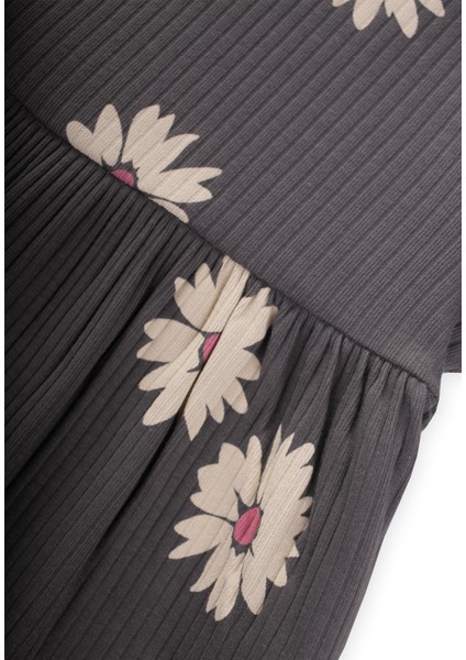 Desenli Fitilli Tunik Takım 1-8 Yaş Gri