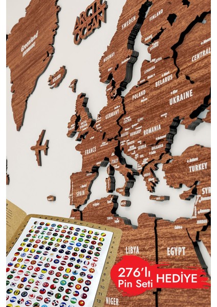 3 Boyutlu Ahşap Dünya Haritası, Ahşap Duvar Dekoru, Duvar Tablo, Gerçek Dünya Haritası