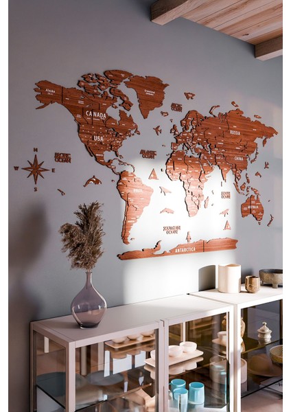 3 Boyutlu Ahşap Dünya Haritası, Ahşap Duvar Dekoru, Duvar Tablo, Gerçek Dünya Haritası fırsatları