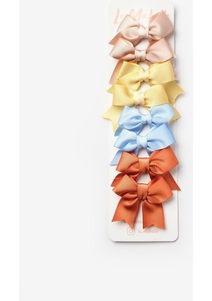 Çok Renkli Sonbahar 8'li Kurdele Fiyonk Klips Toka Set