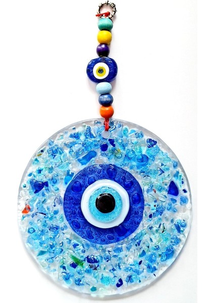 Mavi Nazar Boncuklu Kesme Cam Desenli Duvar Süsü Nazarlık fiyatları