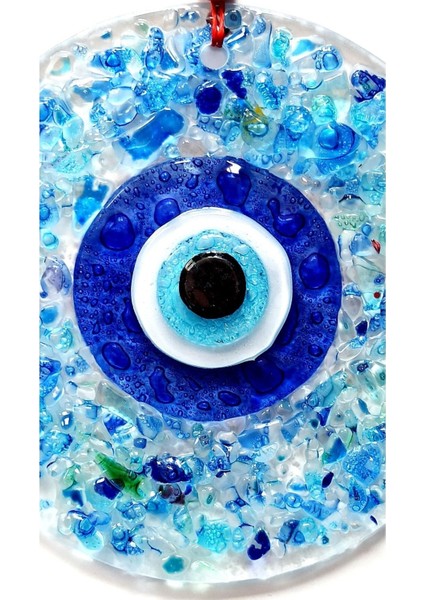 Mavi Nazar Boncuklu Kesme Cam Desenli Duvar Süsü Nazarlık fırsatları