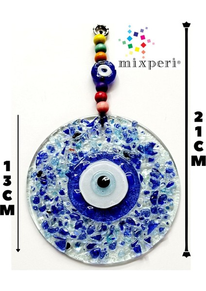 Mavi Nazar Boncuklu Kesme Cam Desenli Duvar Süsü Nazarlık indirimleri