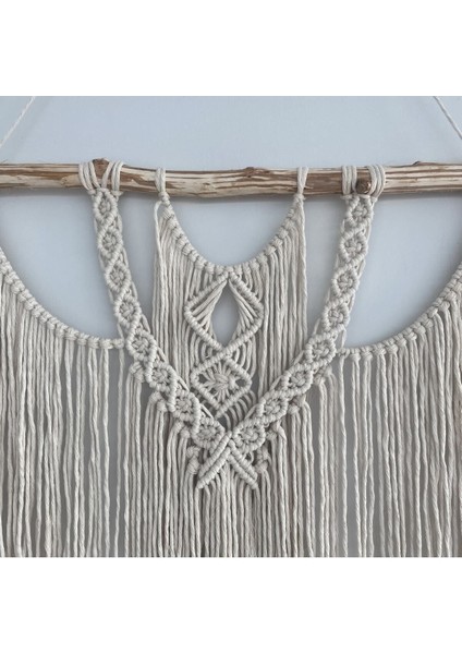 Makrome Macrame Duvar Süsü Süs Ekru Ip Dekoratif Tasarım indirimleri