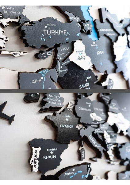 Gri Ahşap Dünya Haritası fiyatları