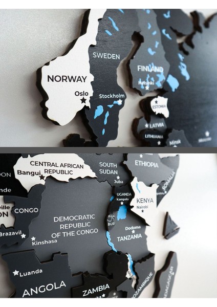 Gri Ahşap Dünya Haritası modelleri