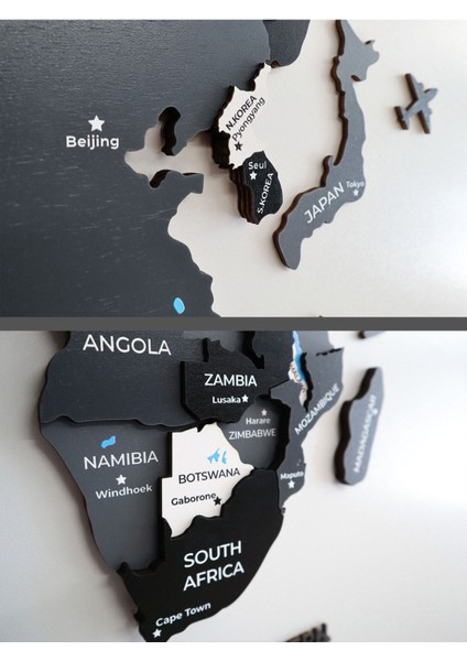 Gri Ahşap Dünya Haritası indirimleri