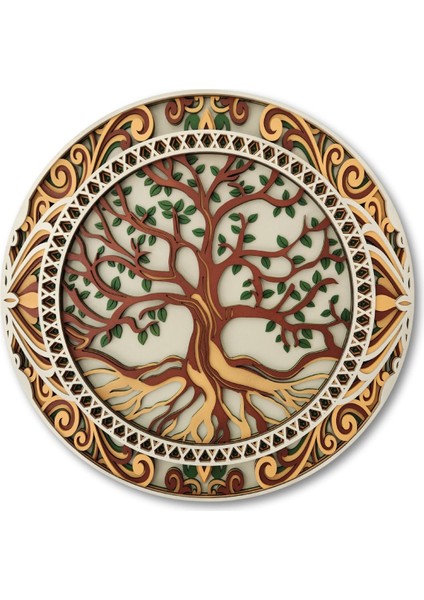 El Yapımı Üç Boyutlu Ahşap Hayat Ağacı Duvar Panosu