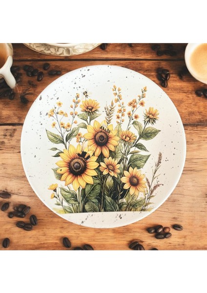 Ayçiçeği, Günebakan, Sun Flower 18 cm Duvar Tabağı, Dekorasyon, Mutfak, Balkon