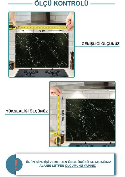 Cam Ocak Arkası Koruyucu | Siyah Mutfak Kuralları | 49,5cm x 76CM indirimleri
