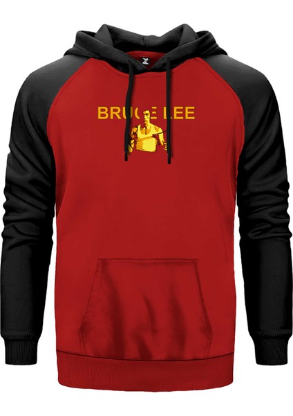 Bruce Lee Nunchaku Kırmızı Renk Reglan Kol Kapşonlu Sweatshirt