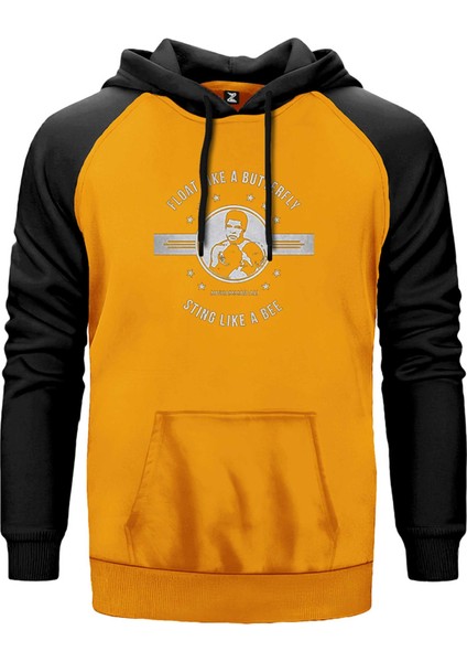Muhammed Ali Butterfly Sarı Renk Reglan Kol Kapşonlu Sweatshirt
