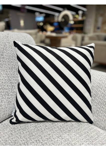 1 Adet Kırlent Kılıfı Dijital Baskı 43 x 43 cm Siyah Beyaz Fermuarlı