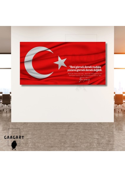 Panoramik Kanvas Makam Panosu Türk Bayrağı Atatürk Beni Görmek Demek Mutlaka Yüzümü Görmek Demek Değildir.