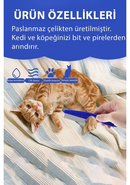 Mavi Kedi Köpek Bit Tarağı Kedi Bit Pire Tarağı Köpek Tarama Fırçası Kedi Tüyü Temizleme