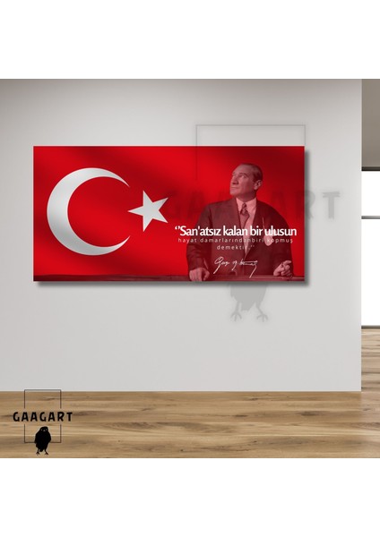 Panoramik Kanvas Makam Panosu Atatürk Sözleri Sanatsız Kalan Bir Ulusun Hayat Damarlarından Biri Kopmuş Demektir.