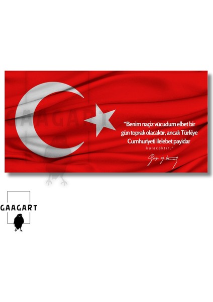 Panoramik Kanvas Makam Panosu Türk Bayrağı Atatürk Benim Naçiz Vücudum Elbet Bir Gün Toprak Olacaktır. modelleri