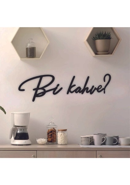 Siyah Ahşap Bi Kahve Duvar Dekoru - Mutfak Cafe Kahve Köşesi Için 60X20CM Mdf Tablo