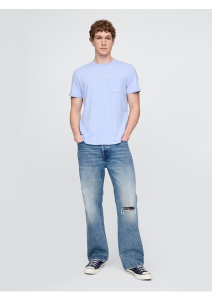 Erkek Mavi Organik Pamuk Cepli T-Shirt