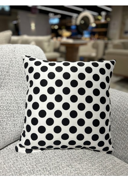 1 Adet Kırlent Kılıfı Dijital Baskı 43 x 43 cm Siyah Beyaz Fermuarlı