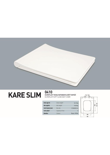 Trend Kare Asma Klozet + Nkp Duroplast Yavaş Kapanır Kapak