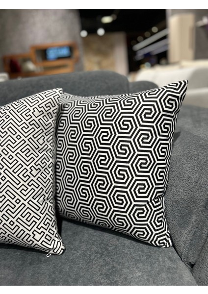 1 Adet Kırlent Kılıfı Dijital Baskı 43 x 43 cm Siyah Beyaz Fermuarlı modelleri