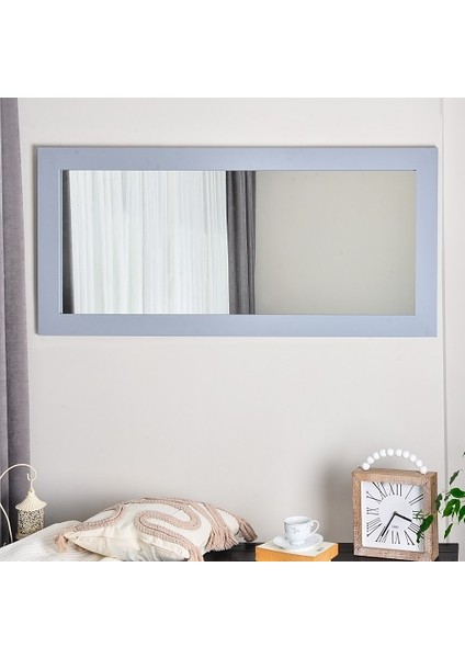 Masif Ahşap Dikdörtgen Gri Dekoratif Duvar Salon Ofis Aynası 160X70 cm