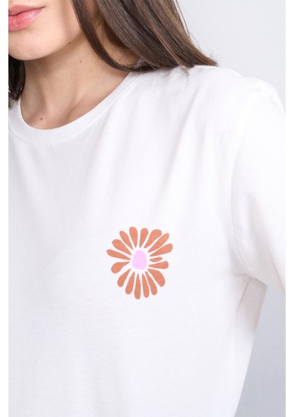 Çetinkaya Fithit 8329 Bayan Bisiklet Yaka 30/1 Penye Süprem Regular T-Shirt Krem modelleri