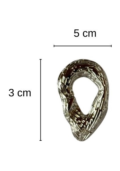 Metal Çizgi Dokulu Oval Broş