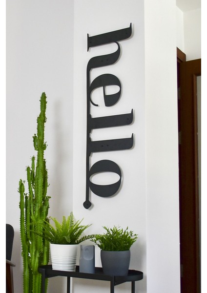 Hello Metal Duvar Tablosu - Siyah