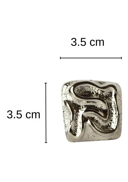 Metal Çizgin Dokulu Kare Broş