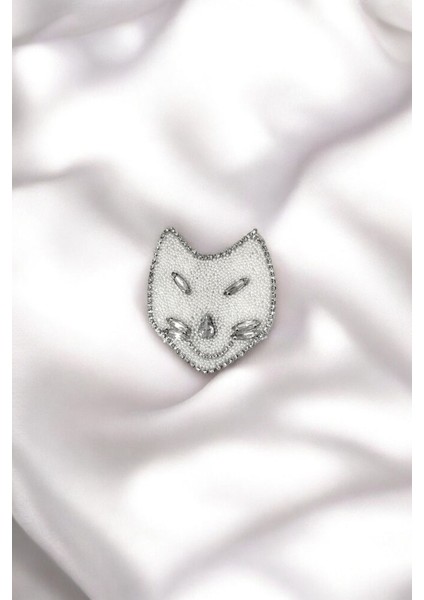 Yapıştırma Boncuk ve Taş Detaylı Kedi Desen Aksesuar