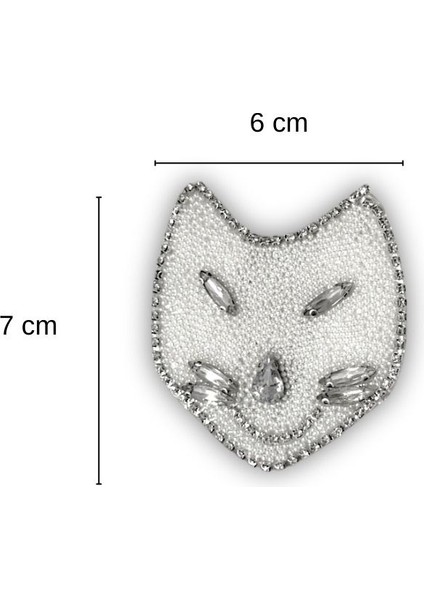 Yapıştırma Boncuk ve Taş Detaylı Kedi Desen Aksesuar