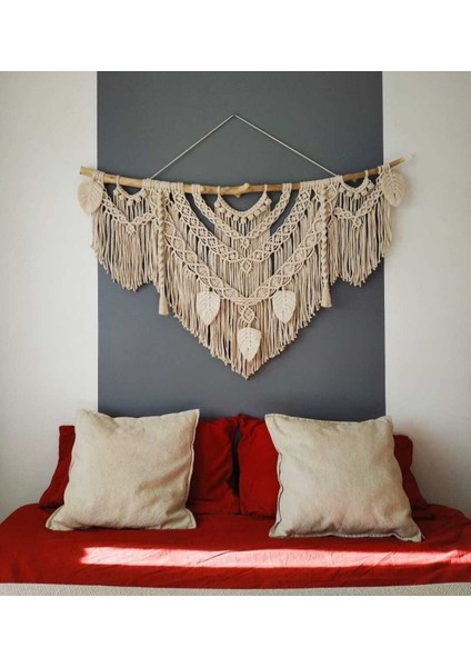 100X70 Çok Şık Bohem Makrome Duvar Süsü Yatak Başı Backdrop