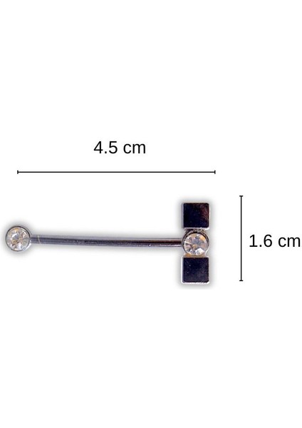 Metal Taşlı Yatay T Broş
