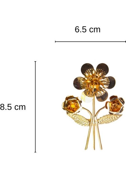 Metal Üçlü Çiçek Broş