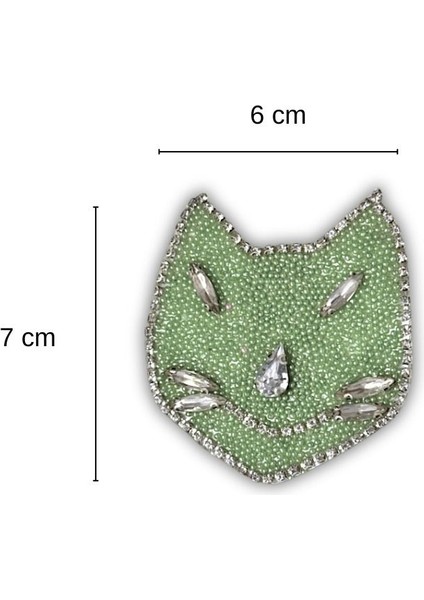 Yapıştırma Boncuk ve Taş Detaylı Kedi Desen Aksesuar