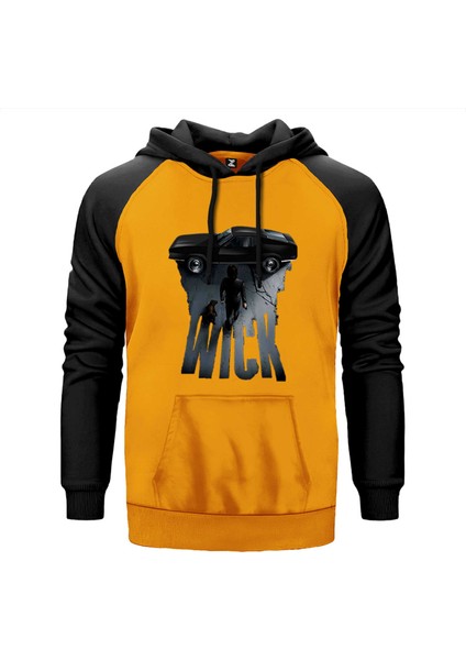 John Wick Car Sarı Renk Reglan Kol Kapşonlu Sweatshirt