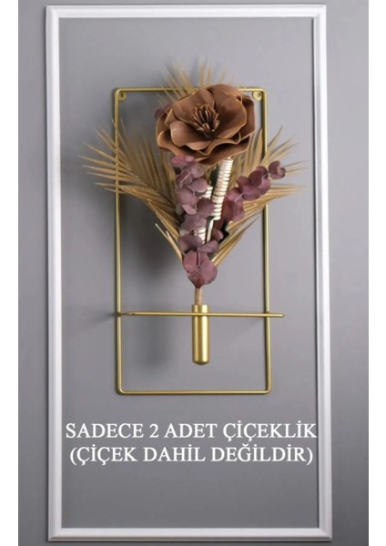 2 Adet Kare Gold Metal Çiçeklik , Modern Dekoratif Metal Çiçeklik